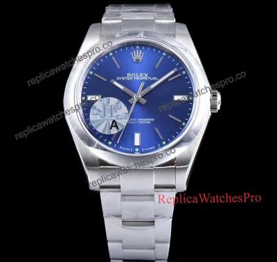 Replica Rolex Oyster Perpetual 39 114300 Swiss Luxury Watches - Blue Face 